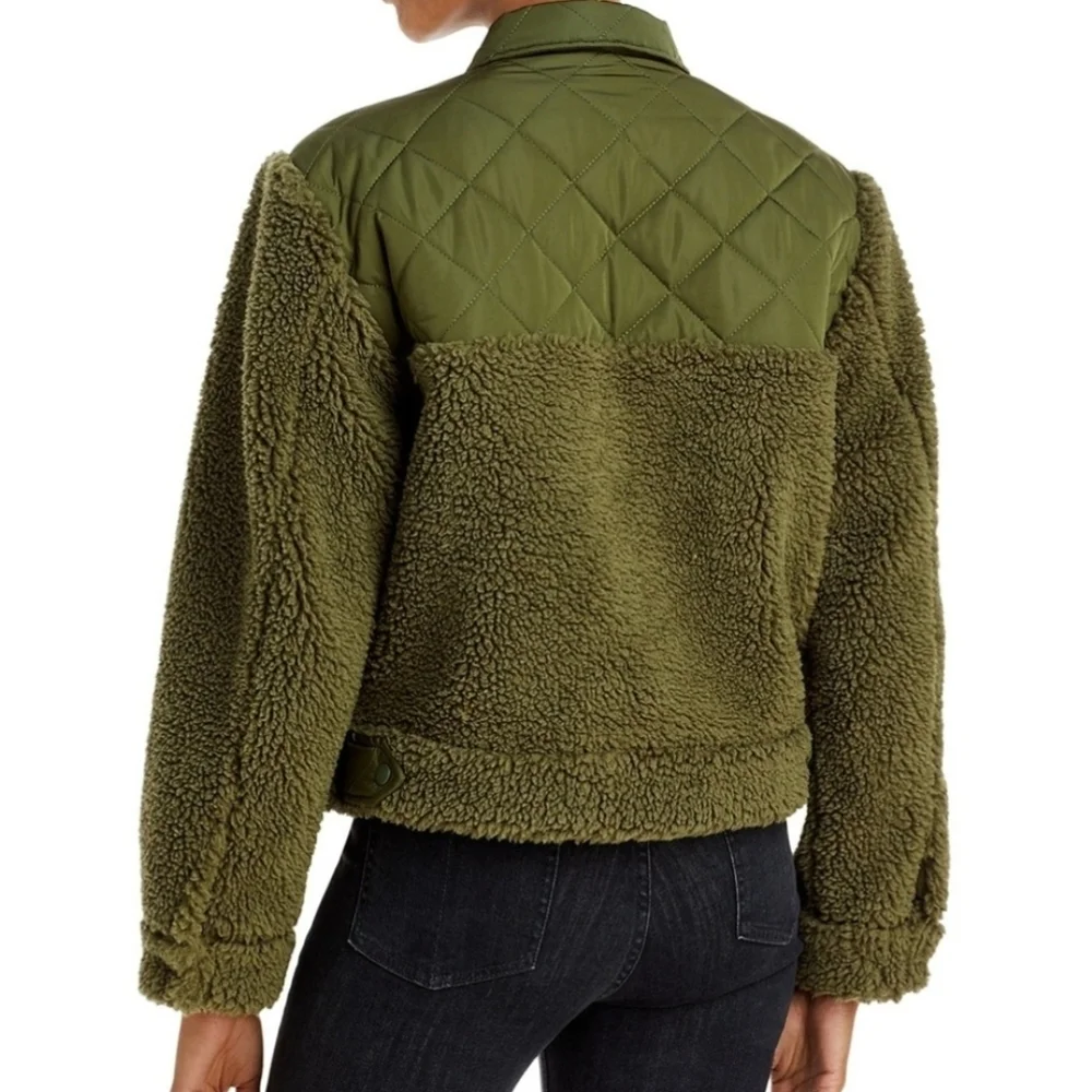 Rails Peyton Quilted Fleece Jacket Olive Green Sherpa Jacket Sz Small - Picture 4 of 16